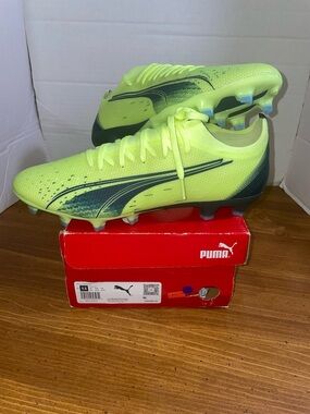 Puma men's size 9 Ultra Ultimate FG/AG soccer cleat - fizzy light- parisian blue